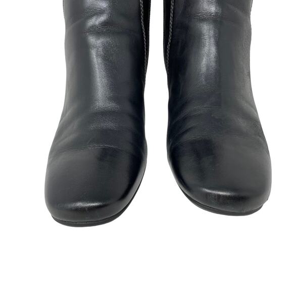 Ecco Size 40(9) Black Leather Mid Calf Boots Adjustable Buckle Side Zip-Flaw - Picture 4 of 16